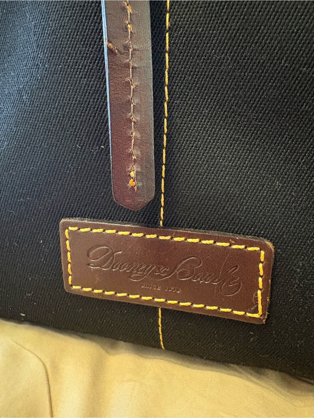 Dooney & Bourke Black Canvas Shoulder Bag with Brown Leather Trim - Picture 4 of 7
